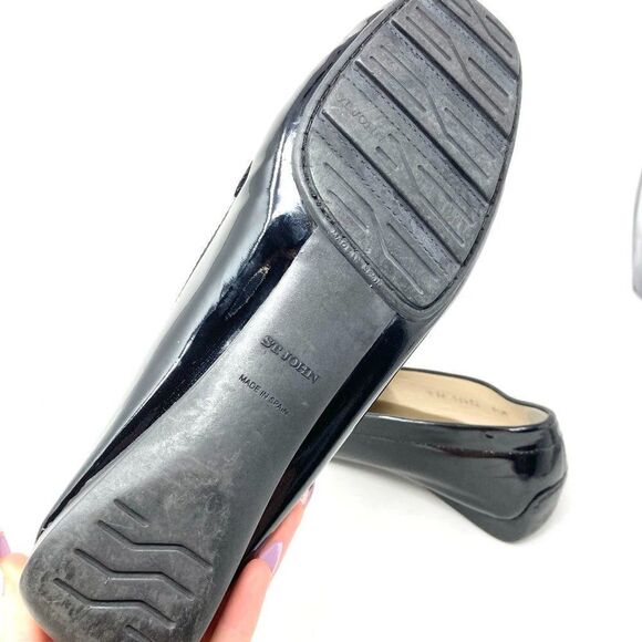 St John Pinch Pleat Patent Leather Driving Loafers w/ Gold Chain 8.5 - Picture 9 of 9